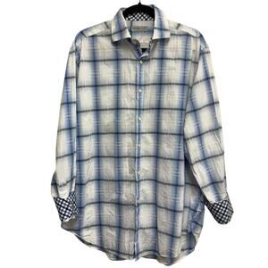 Jack Stone Thomas Dean Blue Plaid Button Up Shirt Men’s Large
